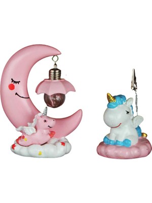 Hediyekanalı  Unicorn 2 Li Set Unicorn Işıklı Biblo Unicorn Notluk