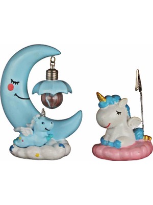 Hediyekanalı  Unicorn 2 Li Set Unicorn Işıklı Biblo Unicorn Notluk