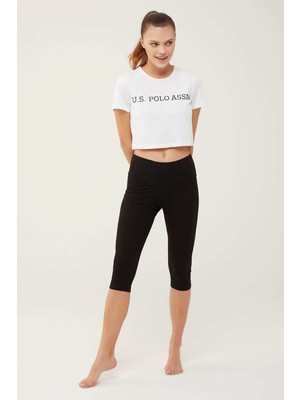 U.S. Polo Assn. Kadın Siyah Kısa Tayt