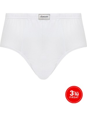 Sementa Erkek Pamuklu Kalın Kenarlı Külot 3'lü Paket - Beyaz