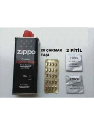 Accessorize  Zippo Çakmak Benzini 20 Taş 2 Fitil Benzin Set Yıllık Ihtiyaca Or