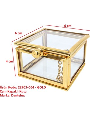 Dantelux Kare Minik Cam Kutu 22703-C04 Gold