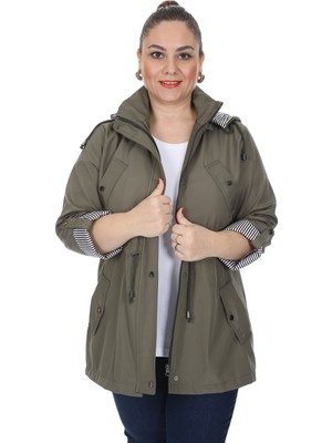 Brendon Kadın Büyük Beden Mevsimlik Trençkot 595 Haki/khaki 21S32000595