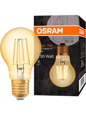 Osram Vintage 1906 LED Classic 6.5-50W Sarı Işık E27 Rustik Filamentli Ampul