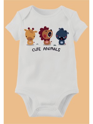 Limon Unisex Bebek Beyaz Organik Baskılı Pamuklu Body