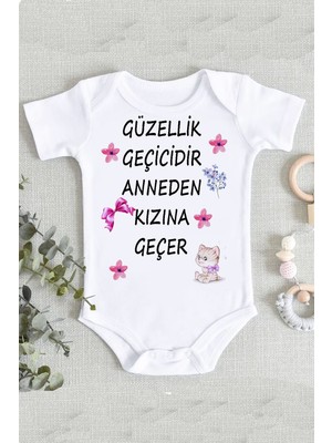 Limon Güzellik Geçicidir Anneden Kızına Geçer Baskılı Bebek Zıbın Body