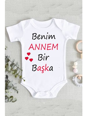 Limon Anne Benim Annem Bir Başka %100 Pamuk Organik Baskılı Zıbın Body