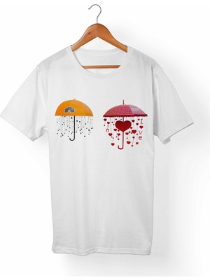 Alfa Tshirt Umbrella Şemsiye Baskılı Çocuk Beyaz Tişört