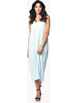 Cotton Candy Sırt Dekolteli Maxi Elbise - Mint Mint - Xs