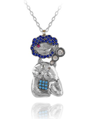 Balık Yemeyi Hayal Eden Kedi Gümüş Kolye