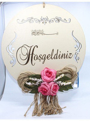 Mami Süs Dünyası Ahşap Süslü Kapı Süsü (Hoşgeldiniz) 1484-HG