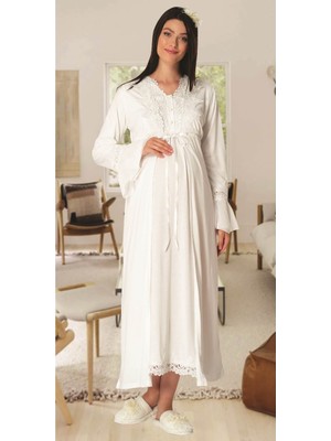 Carpediem L.r.  Ekru 1518 Sabahlıklı Lohusa Gecelik Takımı