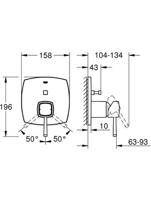 Grohe Ankastre Banyo Bataryası 2 Çık. Grandera Kr/altın- 24068IG0