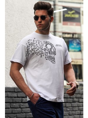 Madmext Beyaz Erkek Tişört 5251
