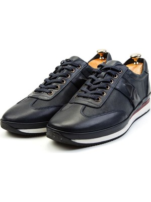 Ducavelli Stripe Gri Hakiki Deri Erkek Günlük Ayakkabı Kaydırmaz Taban ile Rahat Kullanım