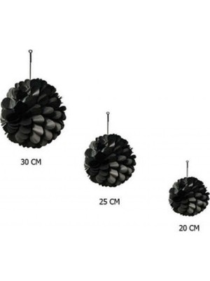 Hayaller Dükkanı Süs Ponpon Petekli 3lü Set Siyah Pk:3