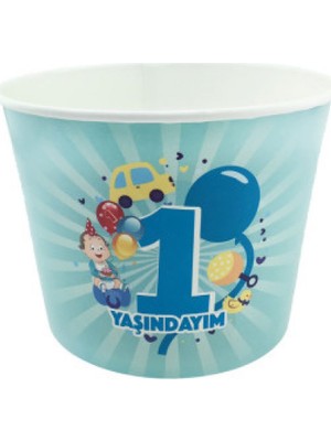 Hayaller Dükkanı Mısır Cips Kutusu Karton Orta Boy 1750cc 1 Yaşındayım Mavi Pk:8