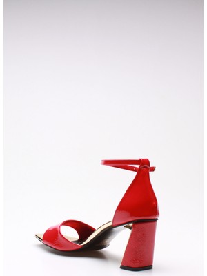 Rovigo Plus Kırmızı Kırışık Rugan Kadın Topuklu Ayakkabı