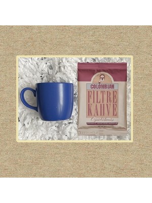 Kurukahveci Mehmet Efendi Colombian 80 gr & Mavi Kupa Bardak Hediye Seti