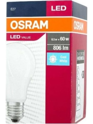 Osram Led Value 8.5W Beyaz Işık E-27 Ampul 806 lm