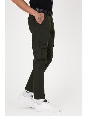 Serseri Slim Fit Körüklü Cepli, Düğmeli, Esnek Kumaş Erkek Kargo Pantolon