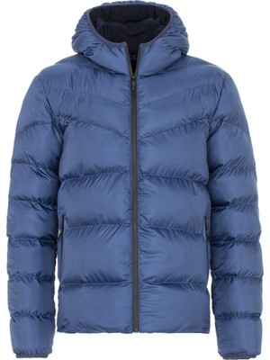 River Club Erkek İndigo  Polarlı Su Ve Rüzgar Geçirmez Kapüşonlu Kışlık Şişme Mont M-220