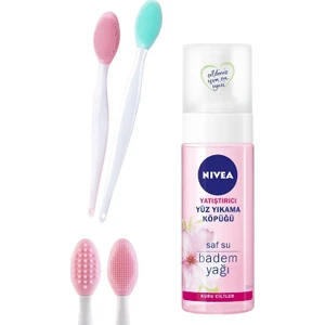 Çift Taraflı Siyah Nokta Gözenek Temizleyici Fırça ve Nivea Canlandırıcı Yüz Yıkama Köpüğü Kuru Ciltler