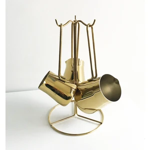 Piramit Tam Gold 3'lü Cezve Seti Standlı