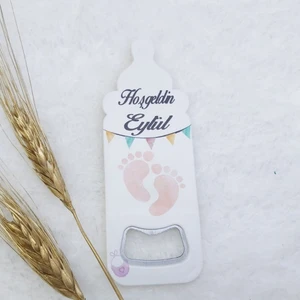 Hayaller Dükkanı 30 Adet Ayak Baskılı Biberon Açacak Magnet 4,5X10,5 cm Uv Erkek Bebek Magnetleri Bebek Şekeri