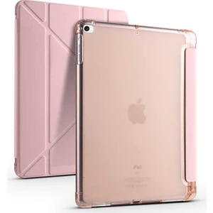 Apple iPad 9.7" 5. 6. Nesil 2017 2018 Kılıf Premium Kalemlikli Standlı Katlanabilir Kılıf Rose Gold