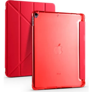 Apple iPad Uyumlu 10.5" 7. Nesil Kılıf Kalemlikli Premium Standlı Katlanabilir Kılıf Kırmızı