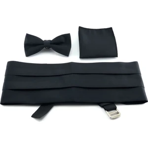 Siyah Kuşak Papyon Mendil Set