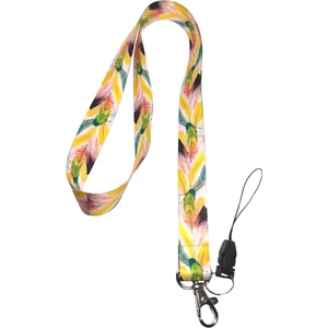 Renkli Tüy Desenli Boyun Ipi ve Telefon Askısı