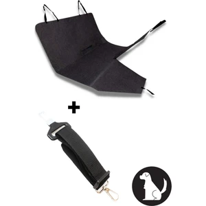 Elegance Araç Koltuk Koruma Kılıfı Sıvı Geçirmez Şilte Kedi Köpek Örtüsü + Emniyet Kemeri- Siyah