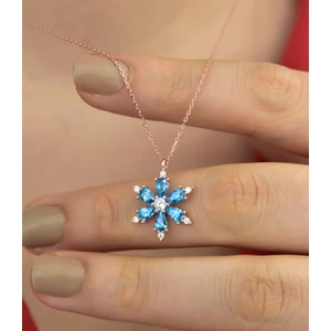 Papatya Silver 925 Ayar Gümüş Taşlı Kamelya Çiçeği Kadın Kolye