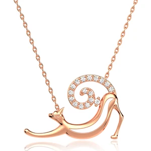 İndigo Takı Tembel Kedi Rose Gümüş Kolye