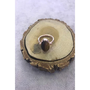 Nsa Silver Kaplan Gözü Taşlı Gümüş Yüzük 925 Ayar El Işi Kadın Yüzük