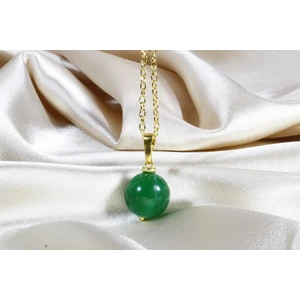 Ilgın Doğal Taş Takı Yeşil Akik Kolye Ucu