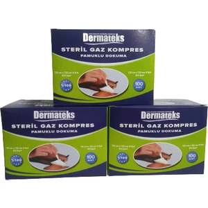 Steril Gazlı Bez Gaz Kompres 7.5 * 7.5 cm 4 Kat 100'LÜ 3 Kutu
