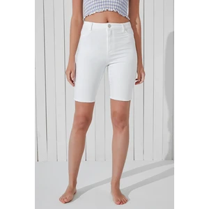 Beyaz White Denim Bermuda