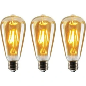 ST64 Flamanlı Rustik 6W LED Ampul 3'lü Dekoratif Vintage Aydınlatma Amber Rengi