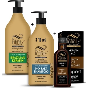 Infinity Professional Saç Düzleştirici Keratin Bakımı + Tuzsuz Şampuan + Keratin Yağı
