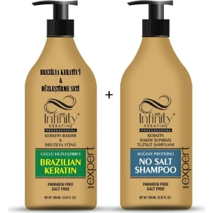 Infinity Saç Düzleştirici Keratin Bakımı + Tuzsuz Şampuan Seti 1000 ml