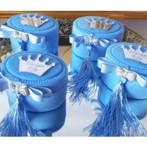 Hayaller Dükkanı 30 Adet Mavi Kutu Pleksi Isimli ve Fiyonklu