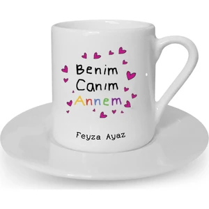 Hediye Rengi  Isme Özel Kahve Fincanı Seti - Benim Canım Annem