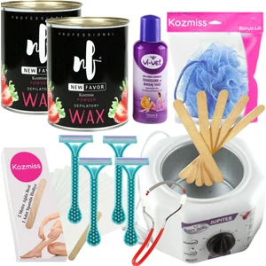 Ağda Isıtıcı Makine New Favor 800 ml Pudralı Konserve Sir Ağda Seti 9 Parça Tıraş Bıçaklı