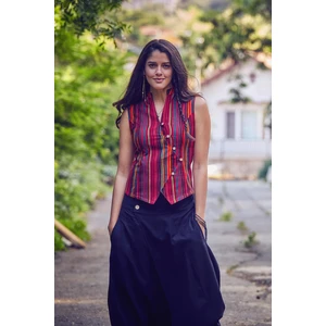 Los Banditos Hakim Yaka Çapraz Düğmeli Kolsuz Bluz