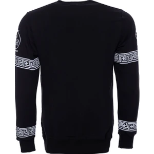 Üzerine Baskı Detaylı Bisiklet Yaka Sweatshirt