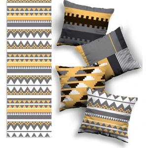 4'lü Özel Tasarım Kırlent Kılıfı ve Runner Seti