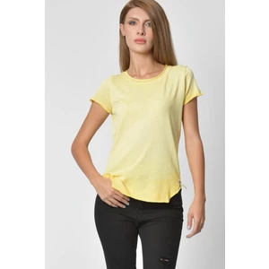 Cotton Candy Geniş Bisiklet Yaka Tişört - Sarı Sarı - L
